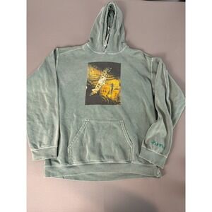4Hunnid Mens Pullover Hoodie Chain‎ Graphic Print Sweatshirt Green Medium